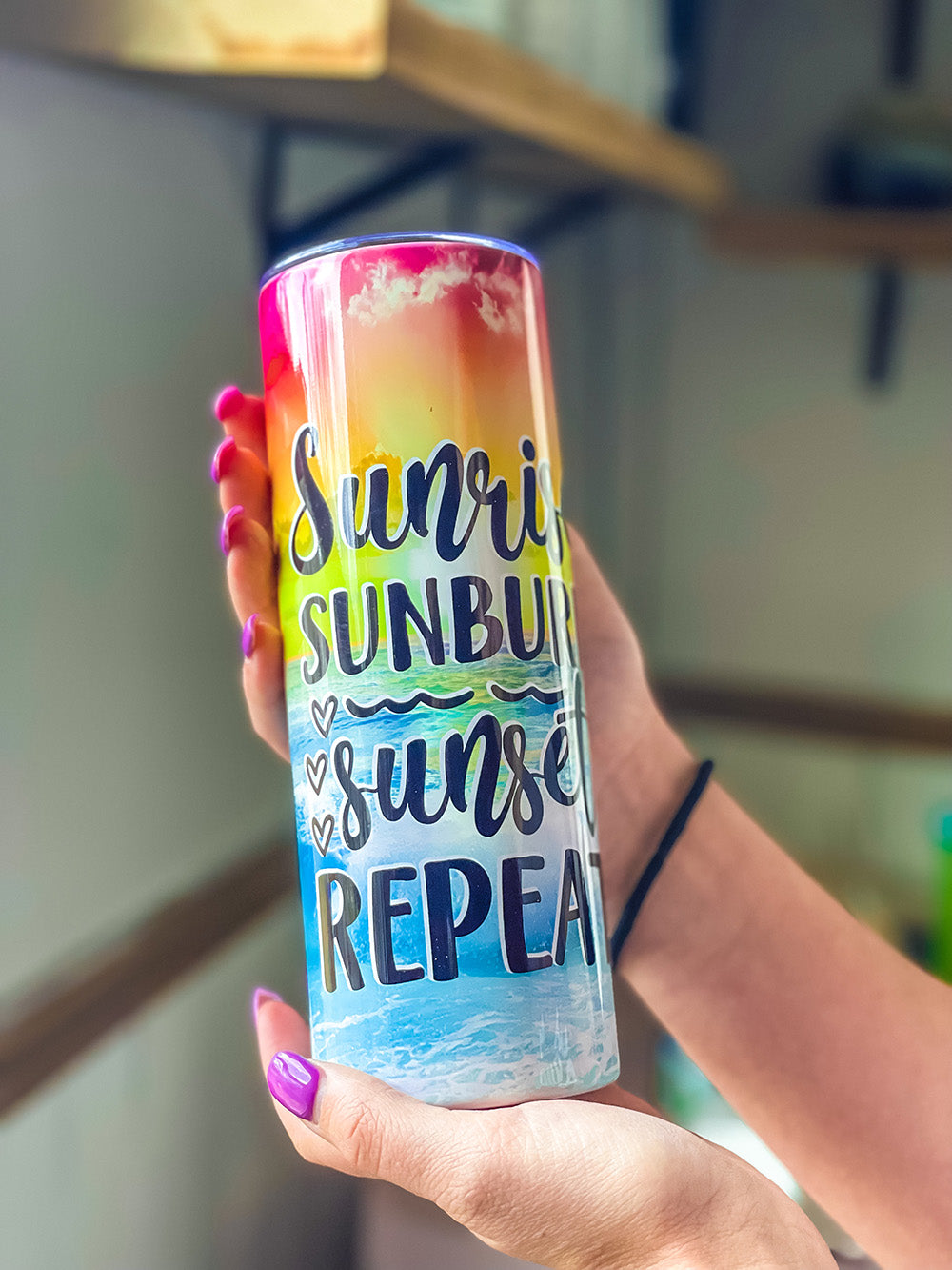 Sunrise, Sunburn, Sunset, Repeat. Tumbler 20oz stainless steel