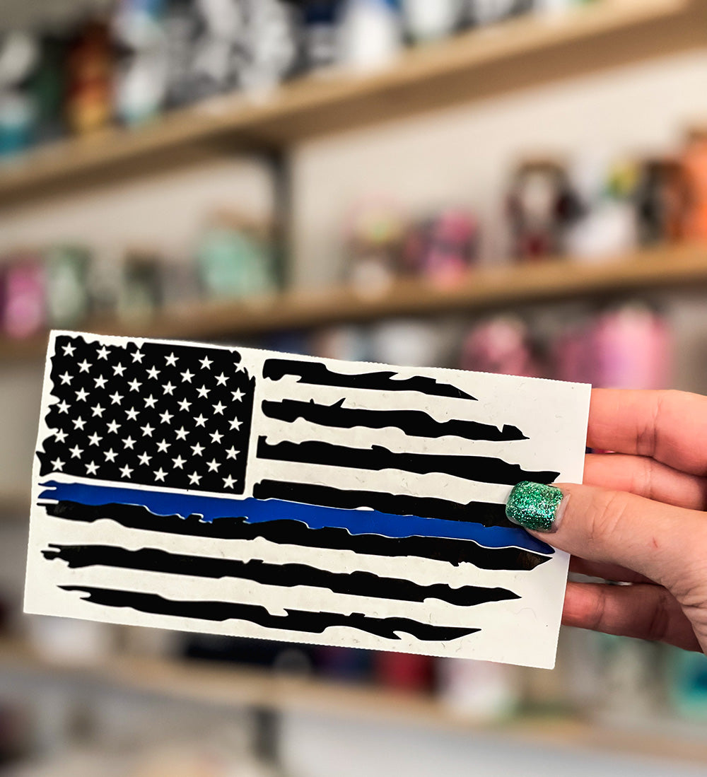 American flag decal, dark vinyl.