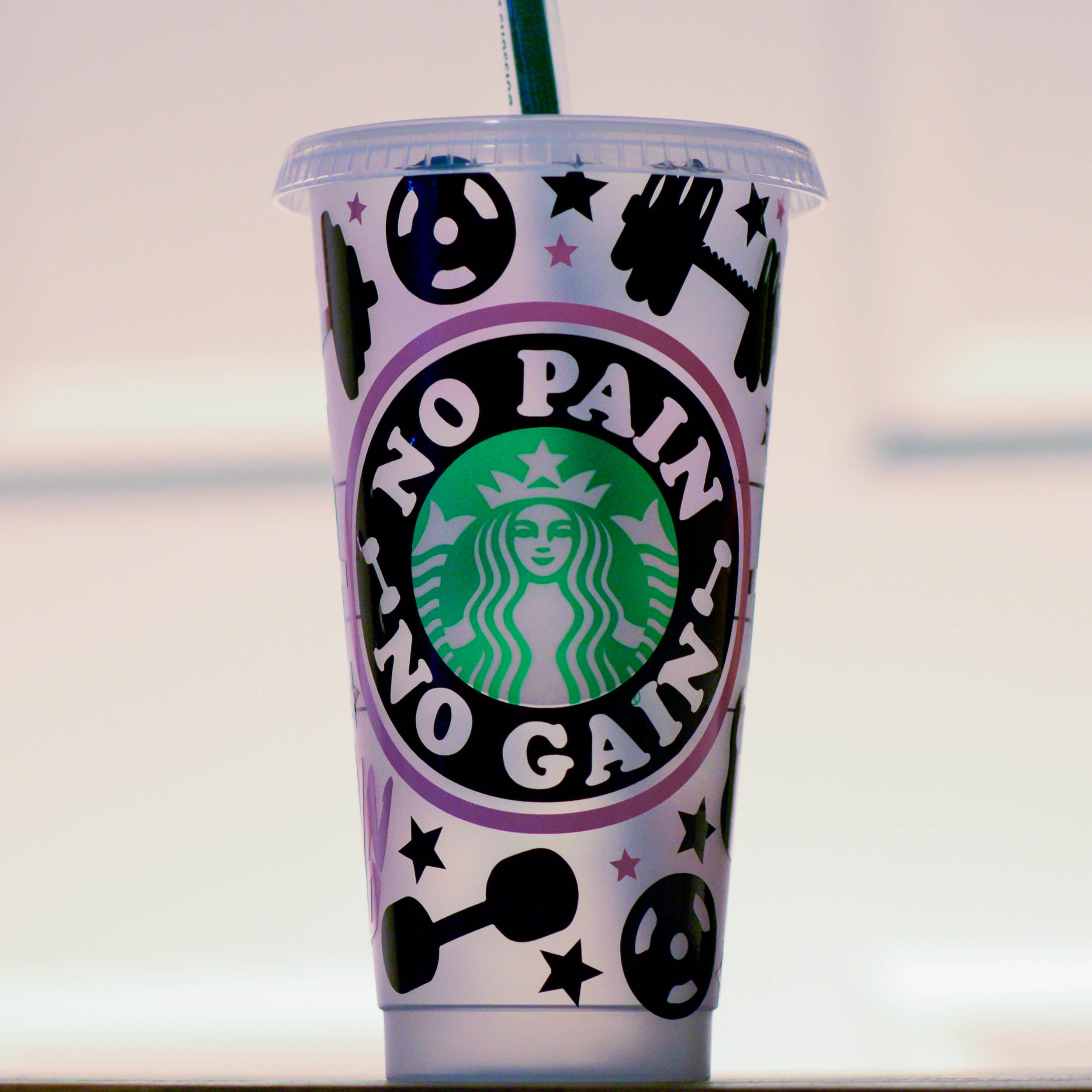 No Pain No Gain Starbucks cup 24oz. Vinyl application