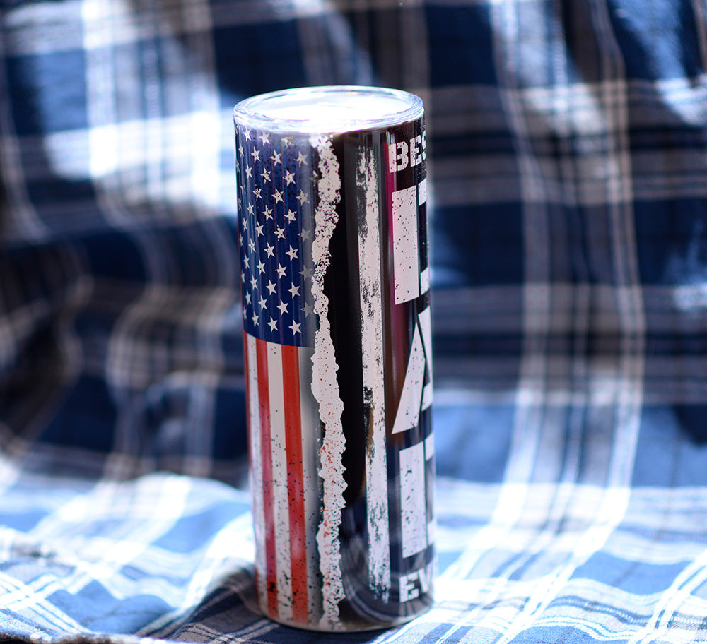 20oz stainless steel cup Best Dad W/ American Flag
