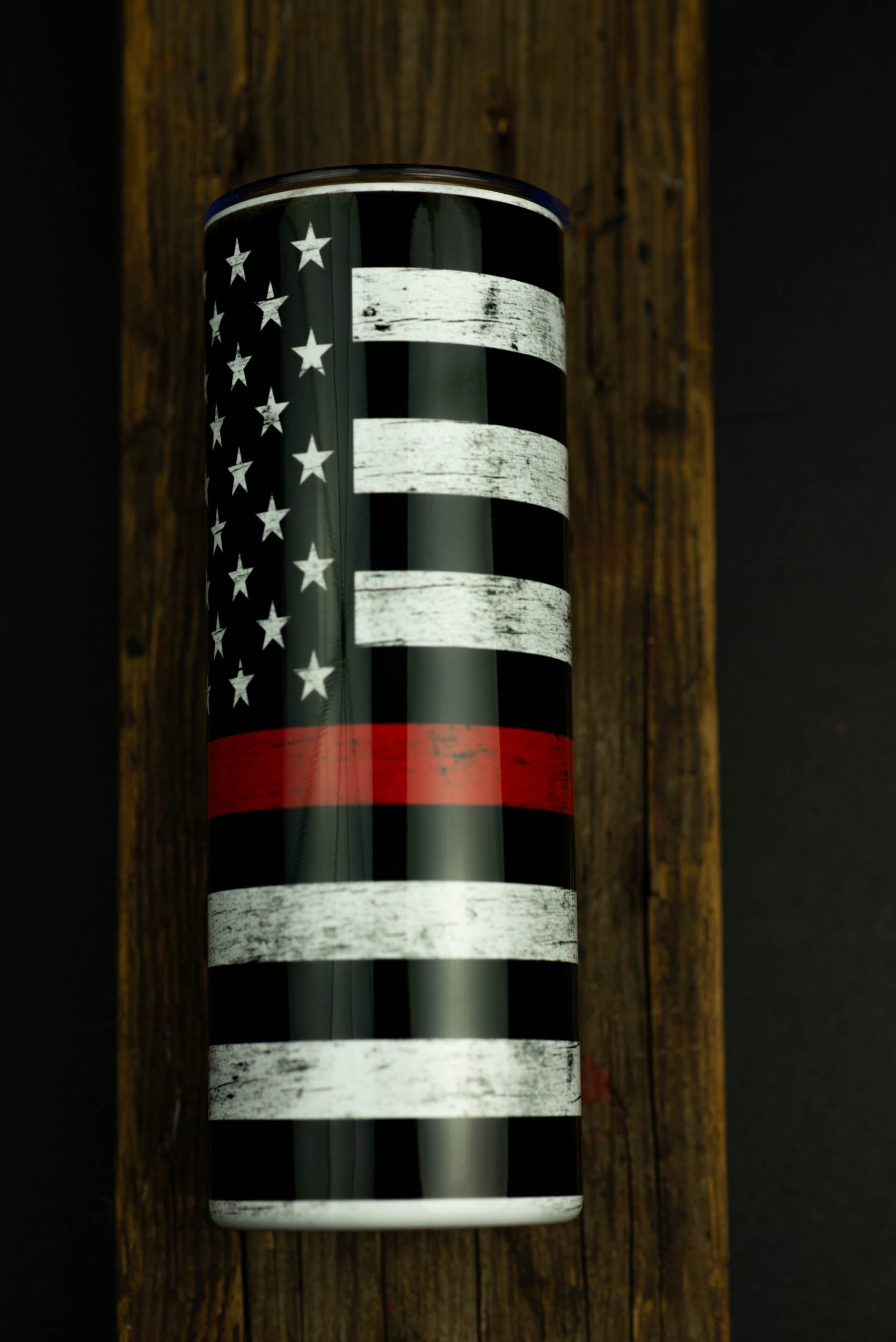 American flag red thin line (Firefighters) stainless steel cup. Gifts for Dad