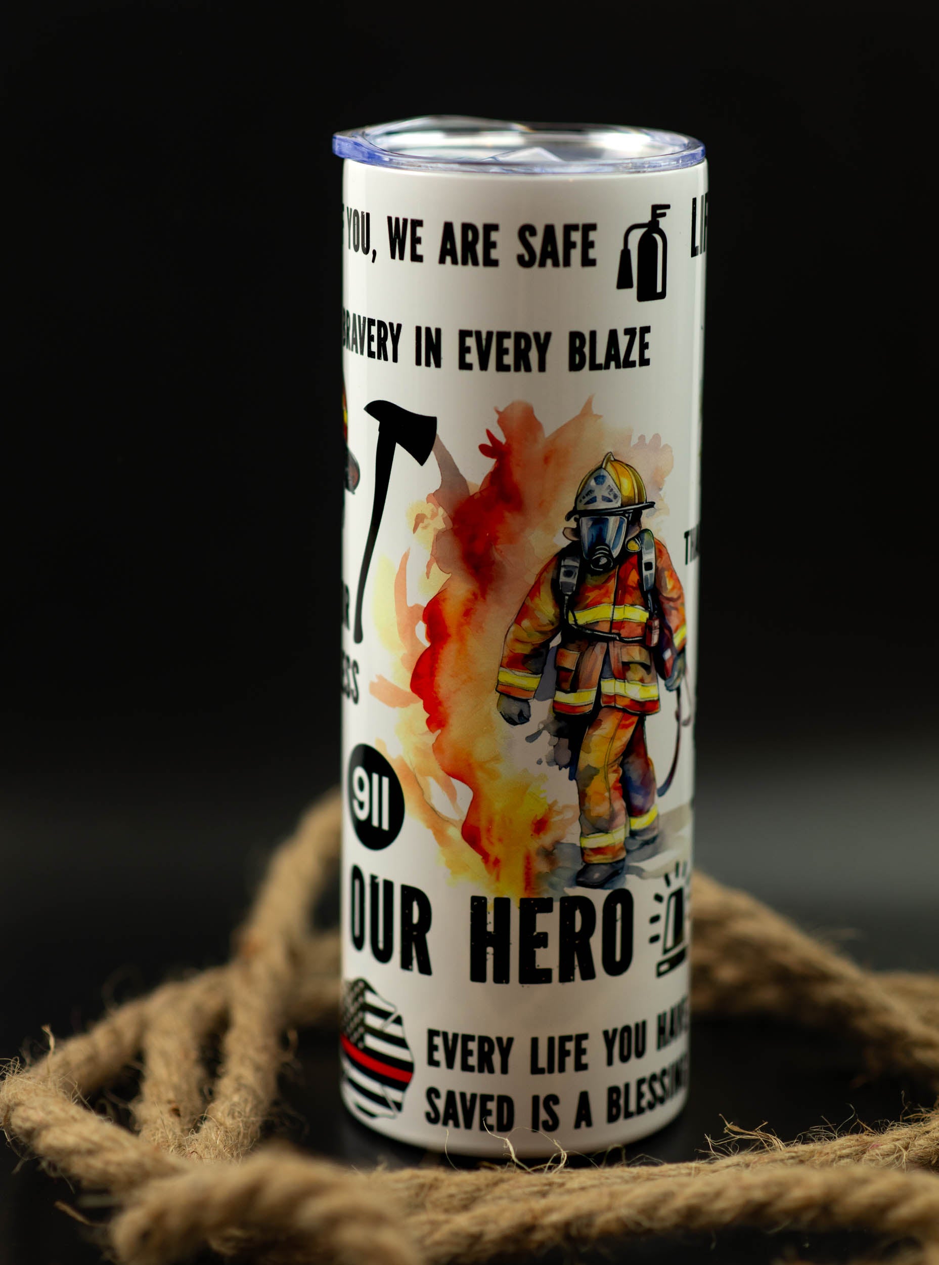 Hero Firefighter 20oz stainless steel tumbler