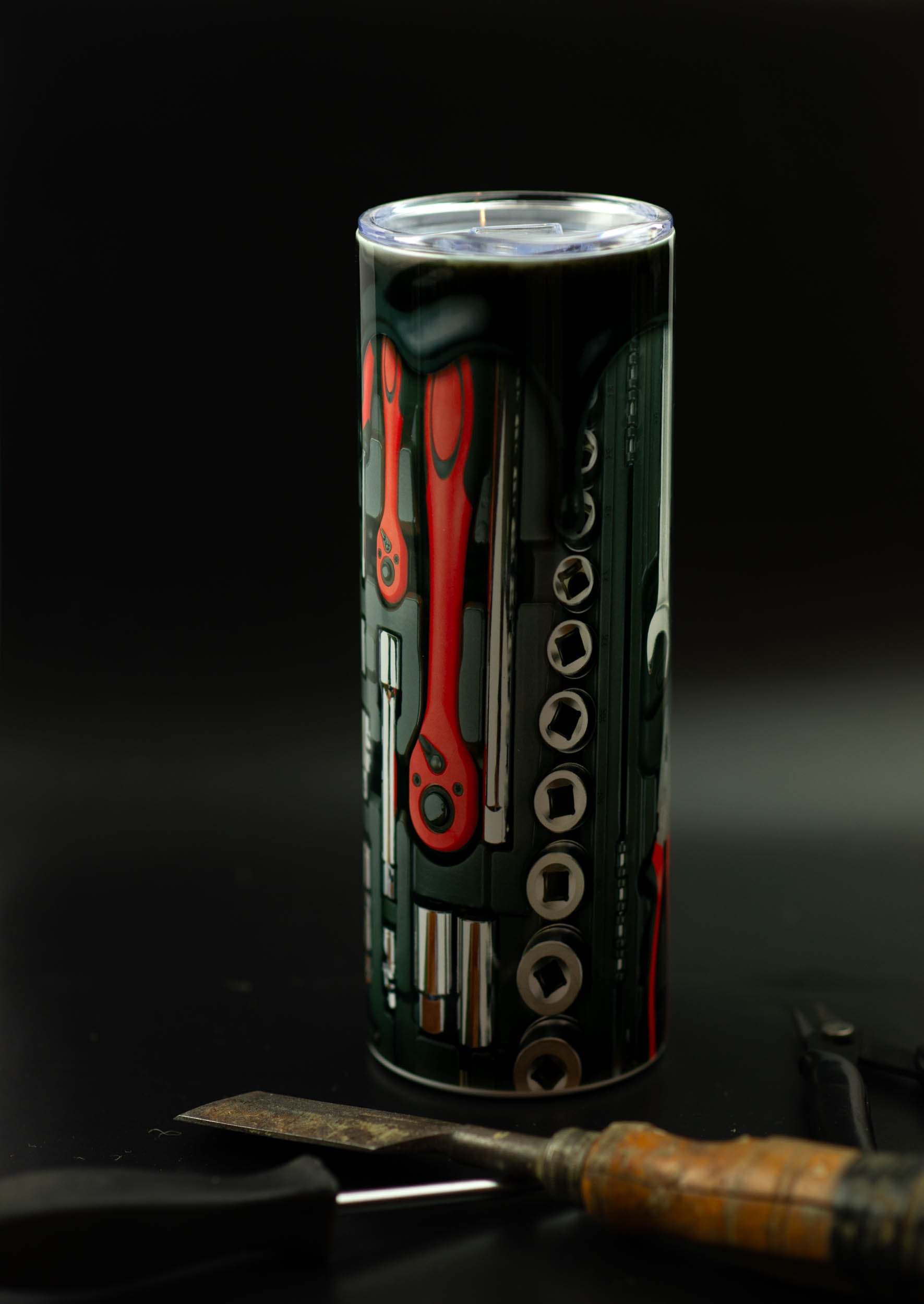 Tool box red and black stainless steel tumbler 20oz.