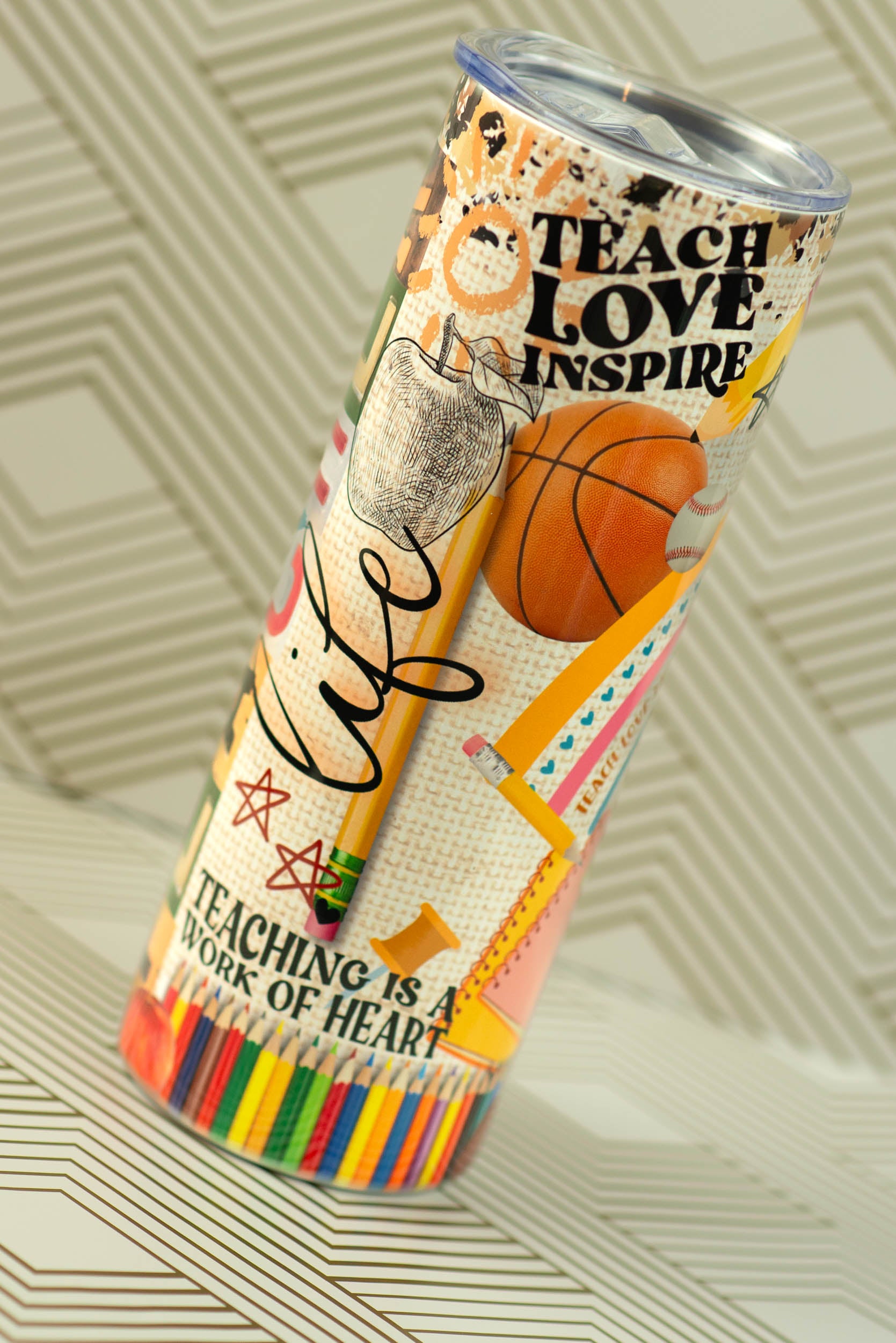 Teacher Life/ teach love inspire cup, stainless steel 20oz