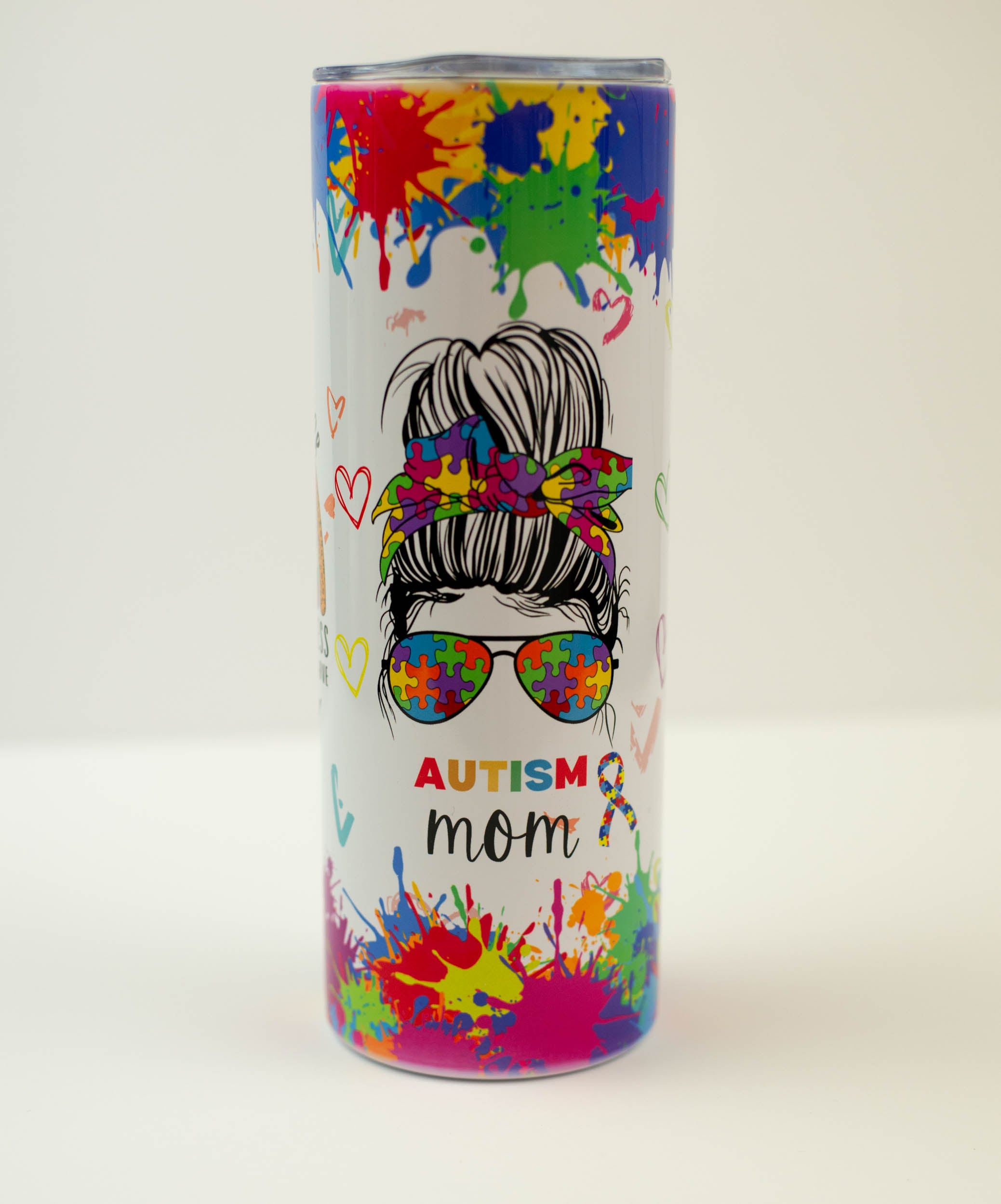 Autism awareness, autistic mom style #2 tumbler 20 oz. stainless steel
