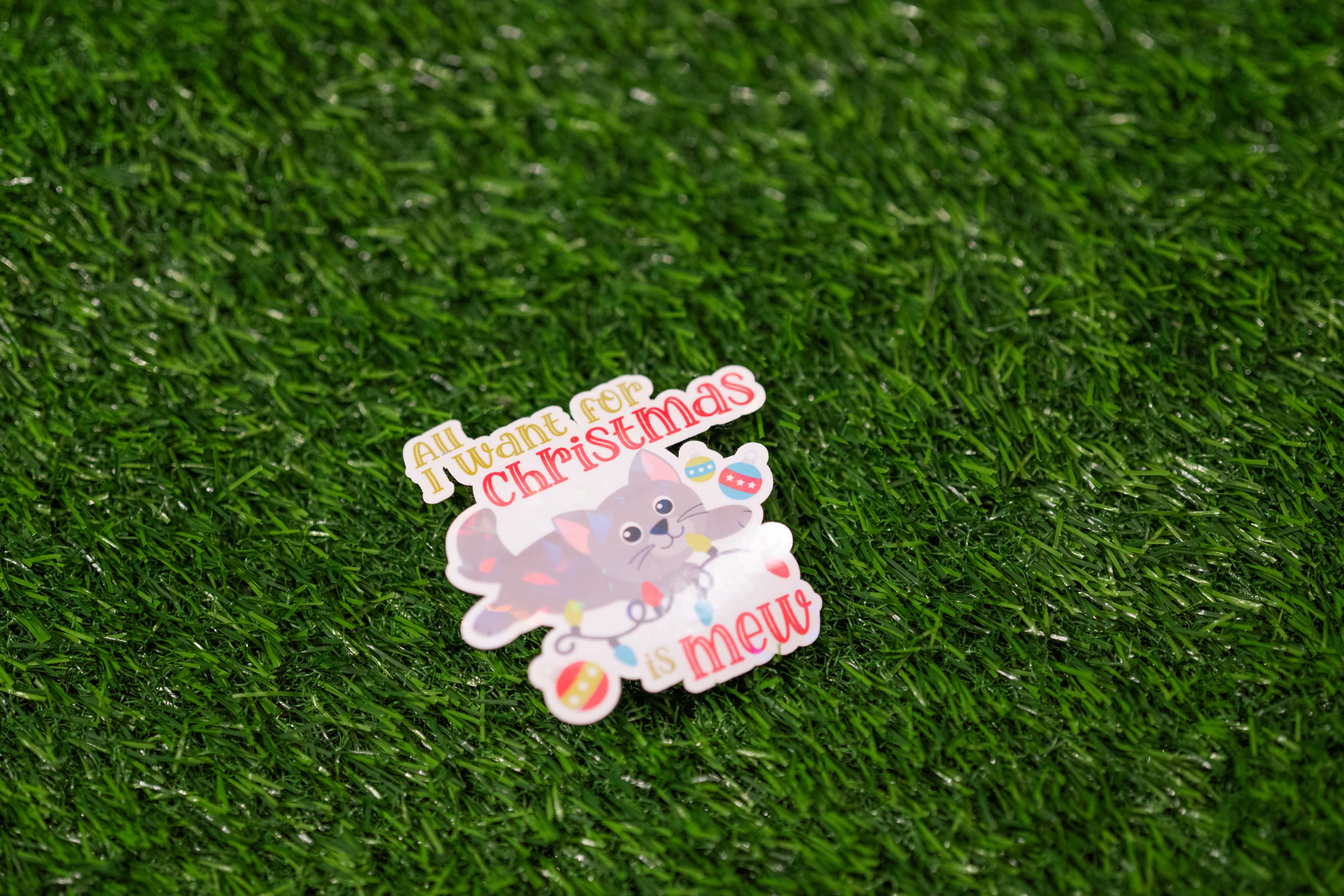 "All I want for Christmas is Mew" Cat Sticker (Single)