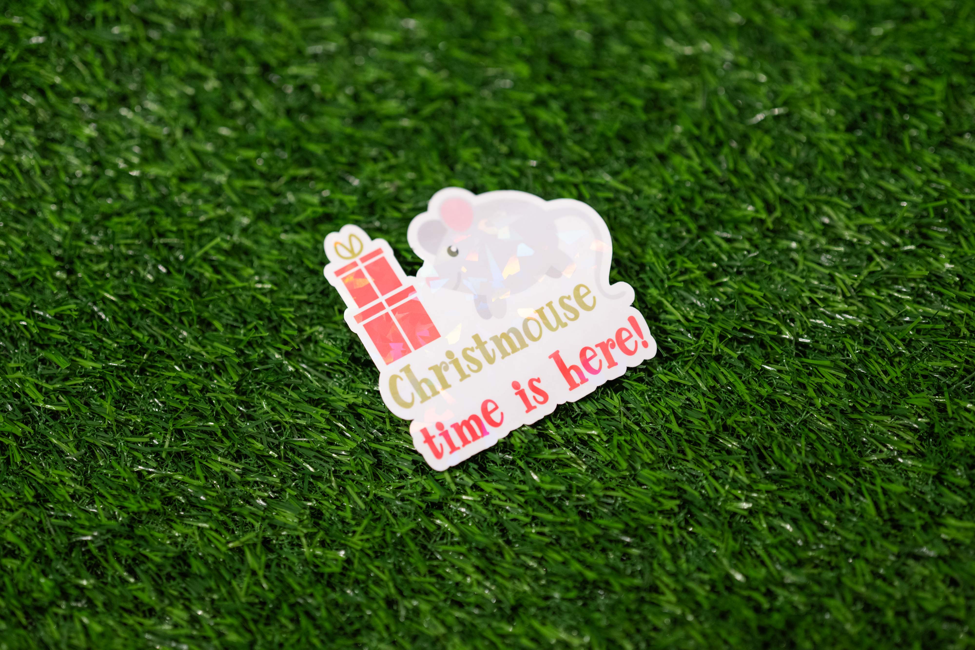 "Christmouse time is here" mouse Sticker (Single)
