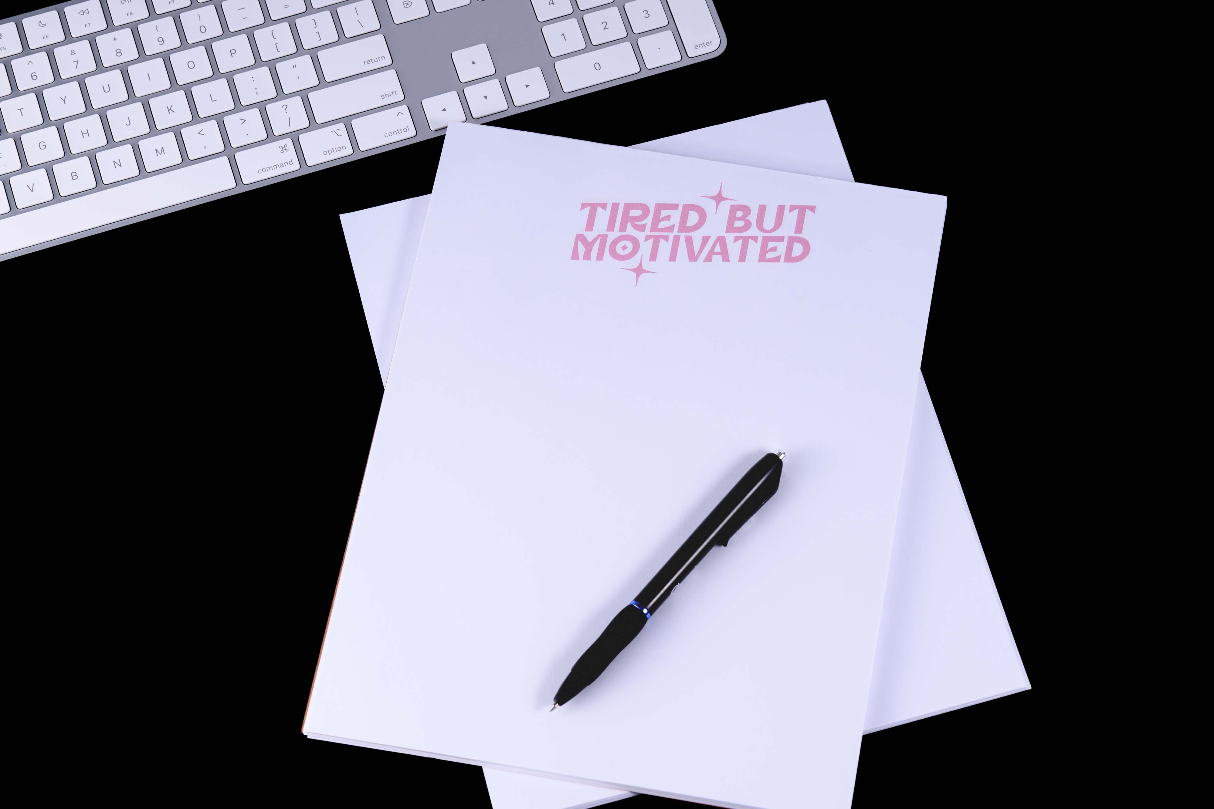 Tired but Motivated notepad 8.5x11 or 5x7 (50 pages)