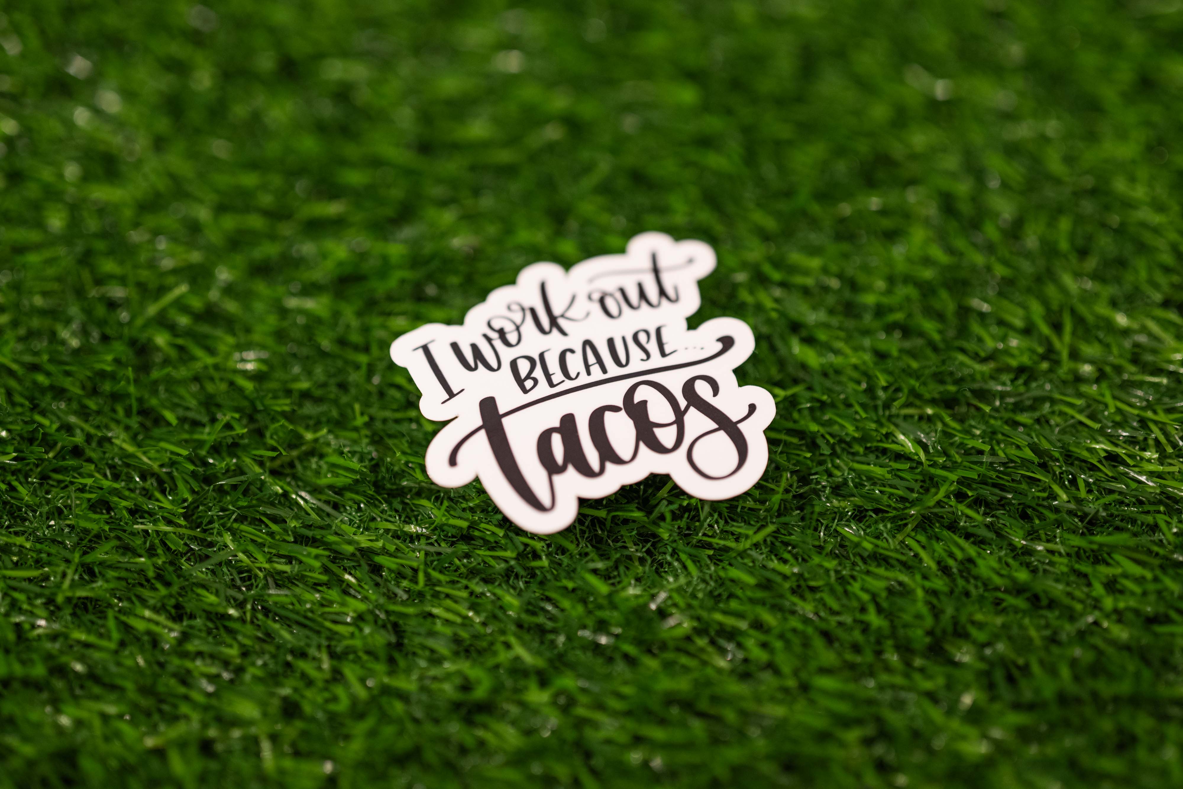 "I work out because tacos" Sticker (Single)