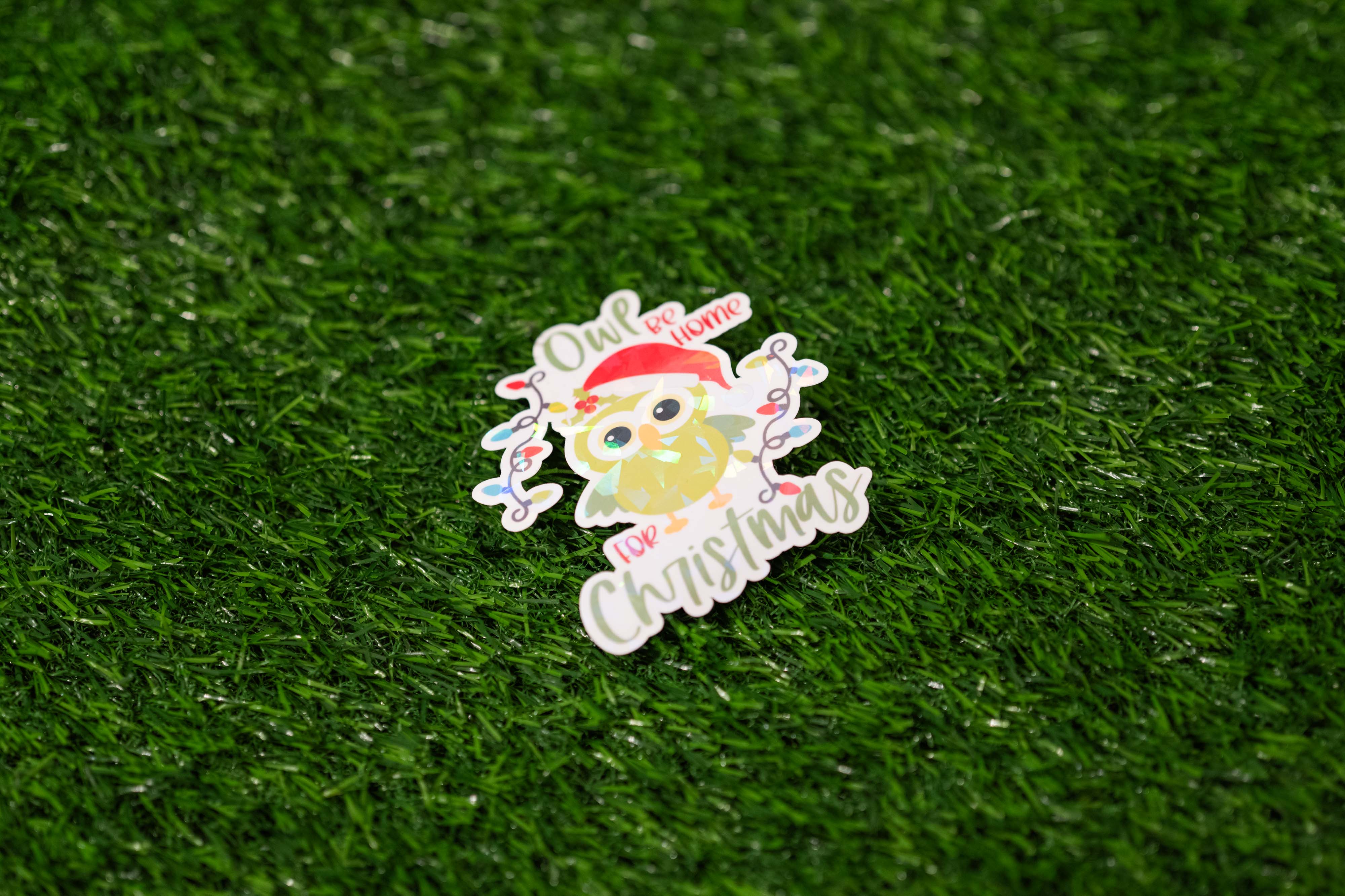 "Owl be home for christmas" Owl Sticker (Single)