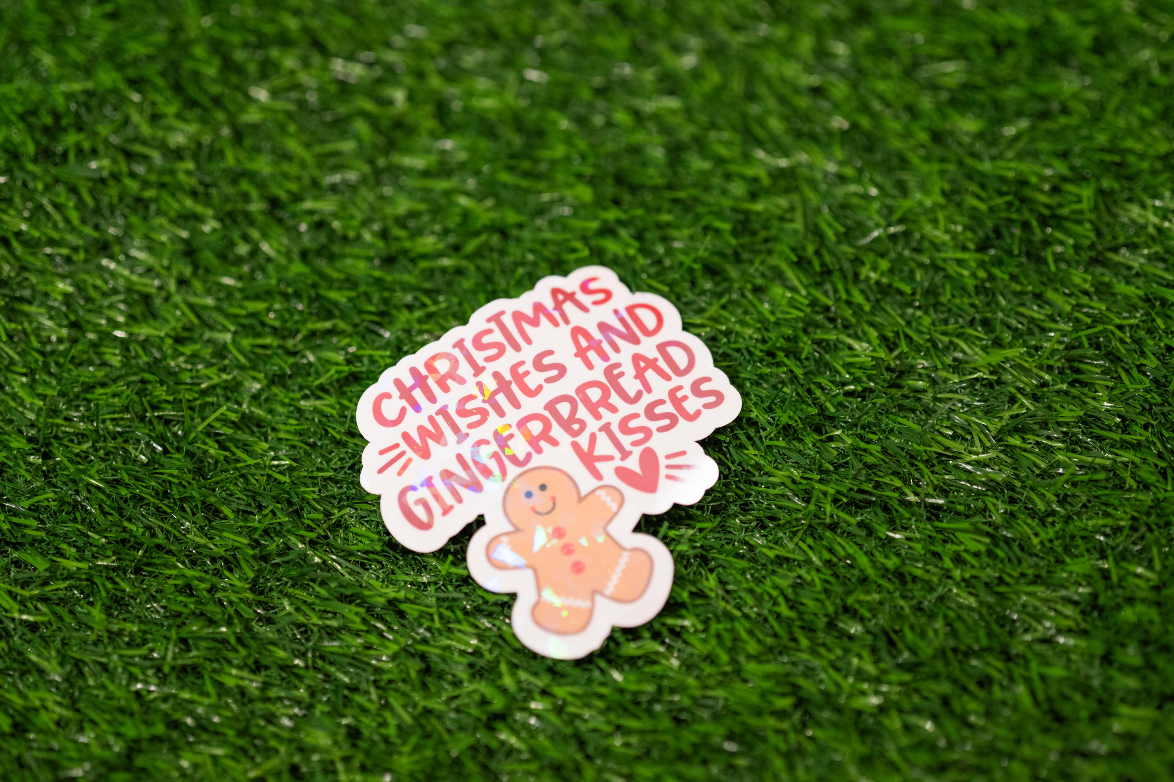 "Christmas Wishes and Gingerbread Wishes" Gingerbread man Sticker (Single)