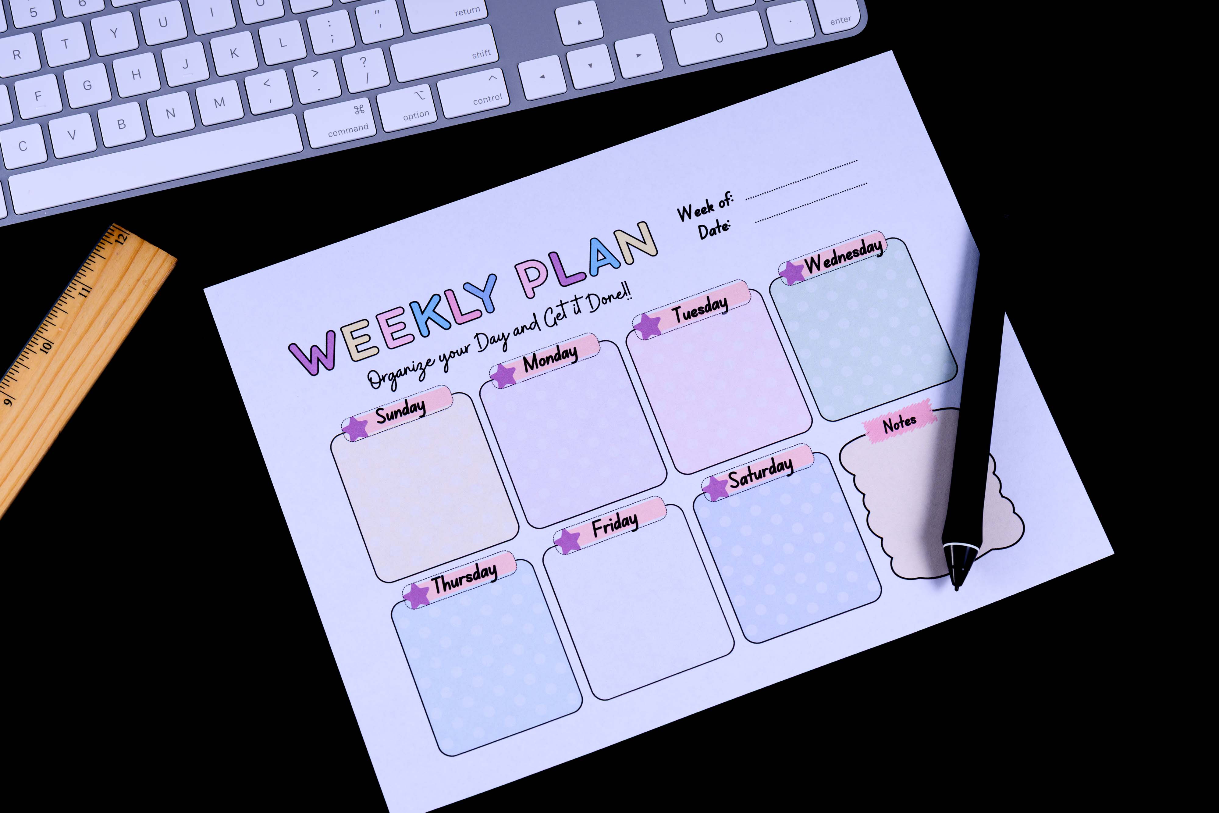 Weekly To-Do notepad 11x8.5 (50 pages) Colorful